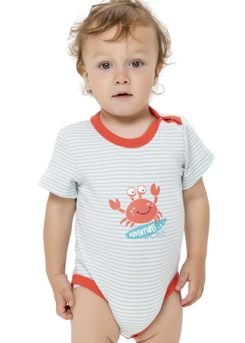Kojenecké body - WINKIKI WNB 91309, bílá/ modrý proužek Barva: Bílá, Velikost: 74 - main (0)