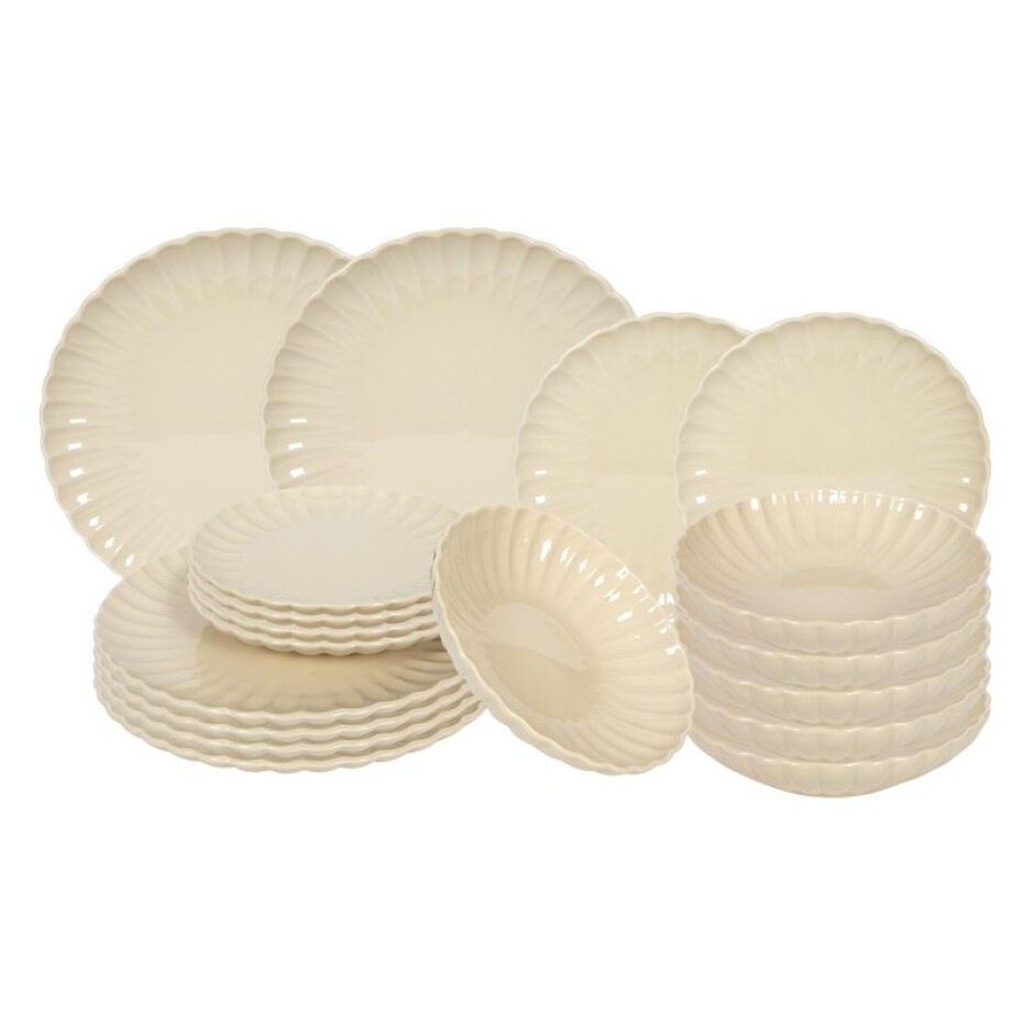 HIT Jídelní sada talířů porcelánová PEARL 18 ks béžová  HT-24327957 - main (0)
