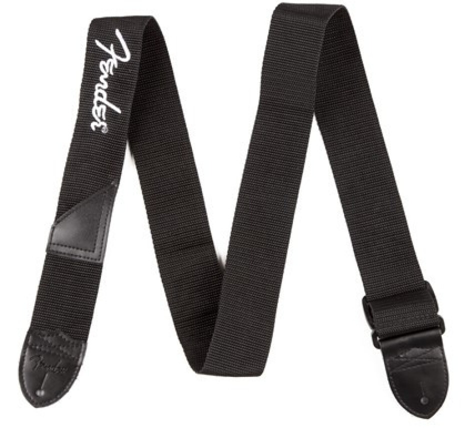 Fender Poly Logo Strap White Logo Black - main (0)