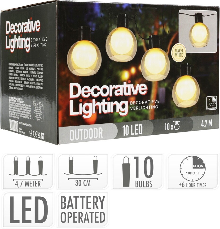 PROGARDEN Světelný řetěz lampiony LED 10 ks 4,7m KO-AF5300160 - main (1)