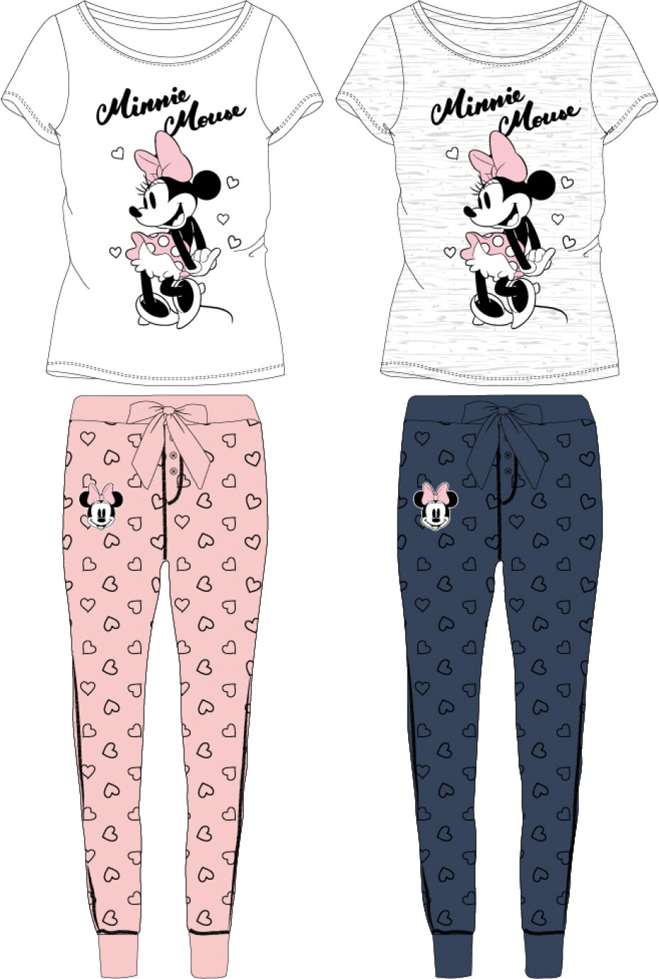 Minnie Mouse - licence Dámské pyžamo - Minnie Mouse 5304A252, bílá / lososové kalhoty Barva: Bílá, Velikost: L - main (0)
