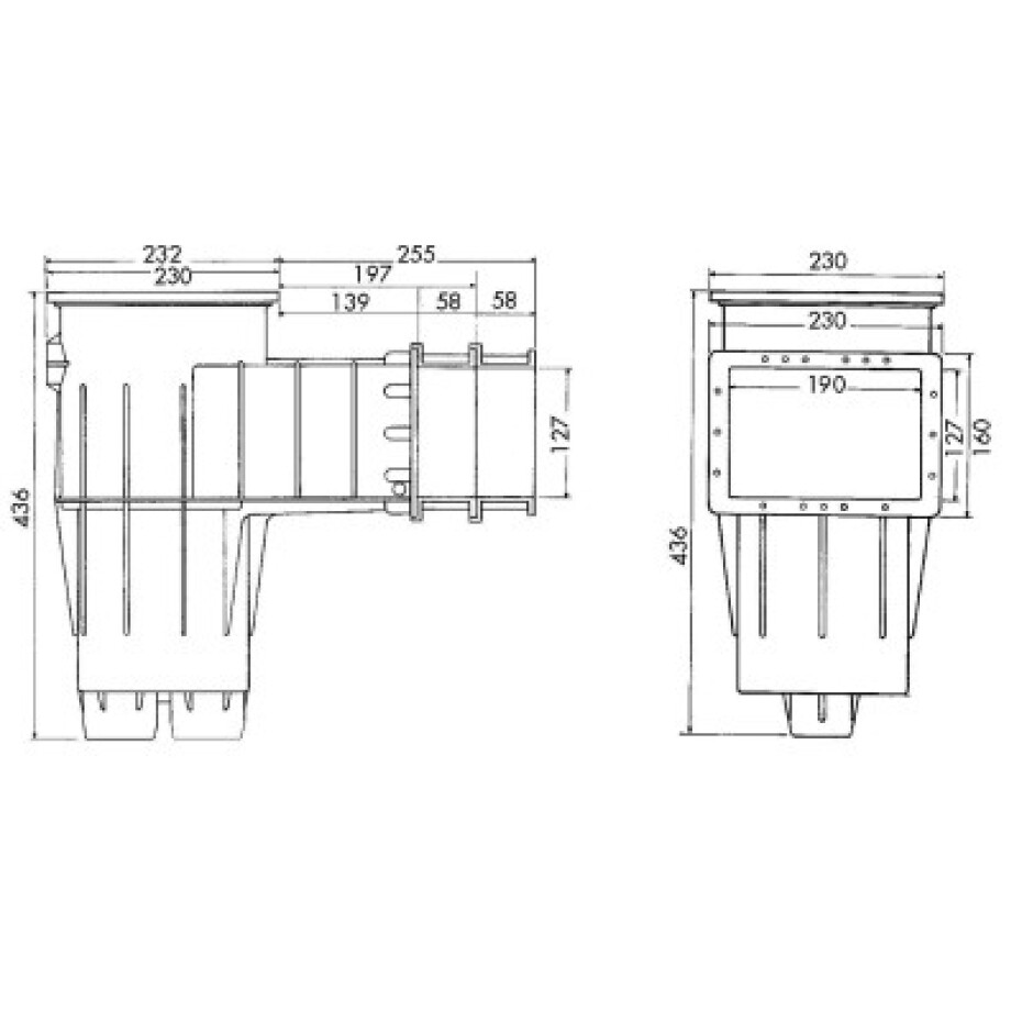 VágnerPool bazénový skimmer Cofies Premium sání 200 x 150 mm, pro fólie, bez vak. kotouče - main (1)
