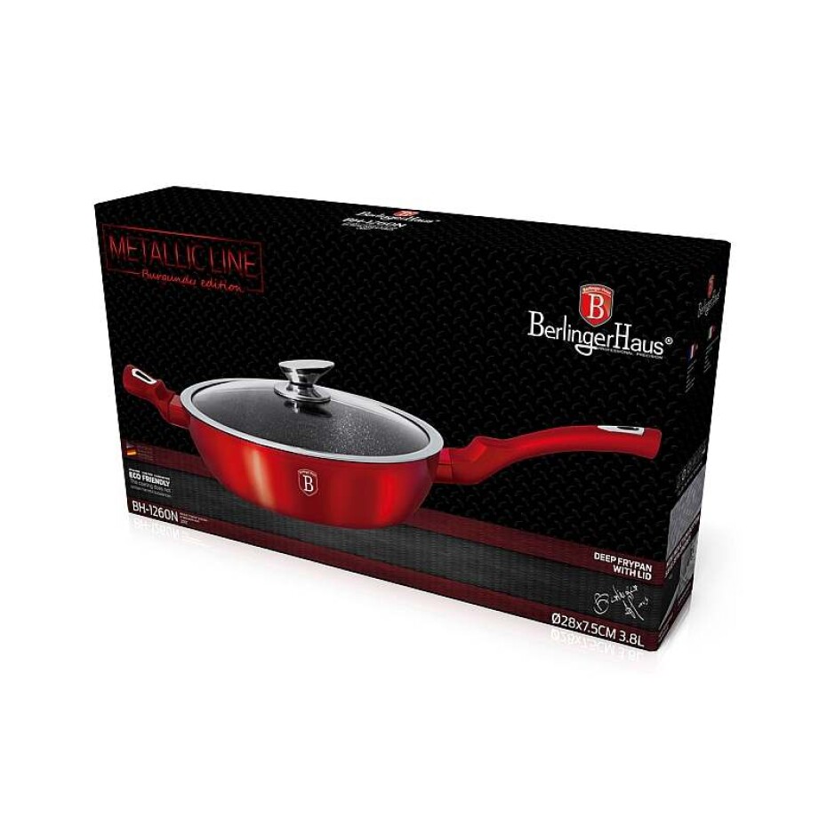 BERLINGERHAUS Pánev hluboká s mramorovým povrchem a poklicí 32 cm Burgundy Metallic Line BH-1261 - main (6)
