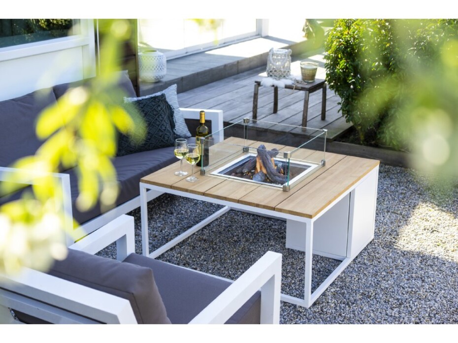Krbový plynový stůl Cosiloft 100 bílý rám / deska teak COSI - main (2)