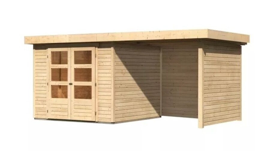 Dřevěný domek KARIBU ASKOLA 3,5 + přístavek 240 cm včetně zadní a boční stěny (77719) natur LG3246 - main (0)