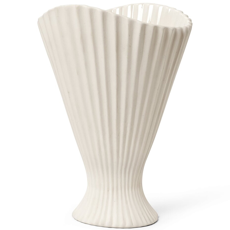 Váza FOUNTAIN 30,5 cm, bílá, kamenina, ferm LIVING - main (3)