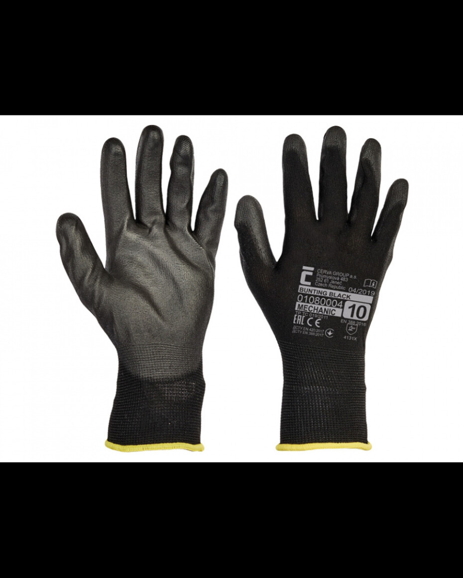 Rukavice pracovní povrstvené BUNTING BLACK, 7-11 - main (1)