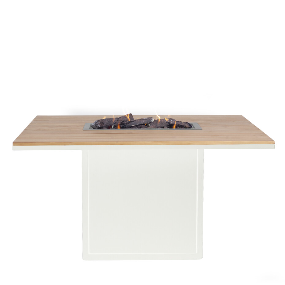 Krbový plynový stůl Cosiloft 120 vysoký jídelní stůl bílý rám / deska teak (neobsahuje sklo) COSI - main (1)