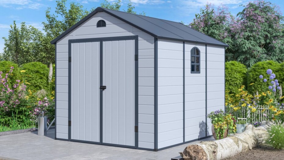 G21 Zahradní domek G21 Boston 670 - 241 x 278 cm, plastový, světle šedý G21-6390075 - main (1)