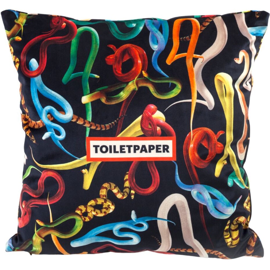 Dekorační polštář TOILETPAPER SNAKES 50 x 50 cm, černá, Seletti - main (1)