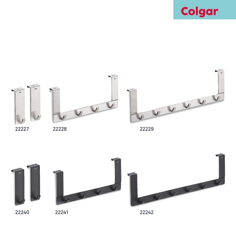 KELA Dveřní věšák 4 háčky Colgar kovový černý 30,0x13,0x2,5cm KL-22241 - main (6)