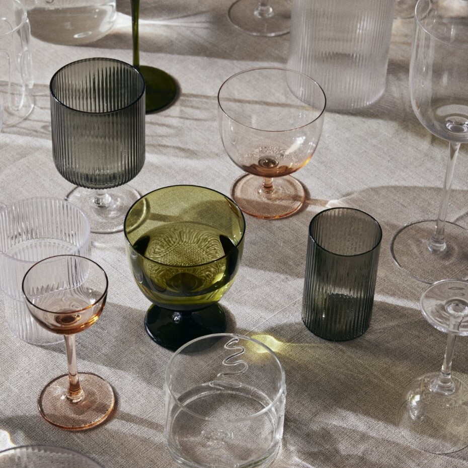 Sklenice na aperitiv RIPPLE 140 ml, sada 4 ks, šedá, ferm LIVING - main (1)