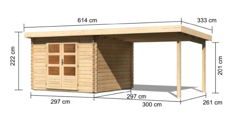 Dřevěný domek KARIBU BASTRUP 5 + přístavek 300 cm (73299) natur LG2912 - main (1)