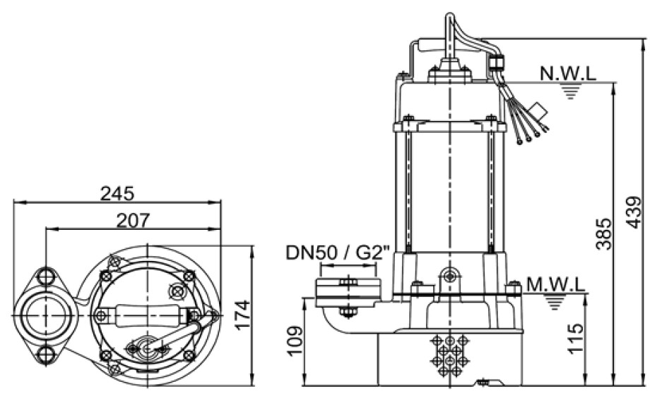 Ponorné čerpadlo HCP SS‐05A 400V bez plováku - main (2)