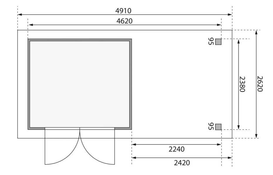 Dřevěný domek KARIBU ASKOLA 3,5 + přístavek 240 cm (77716) natur LG3186 - main (3)