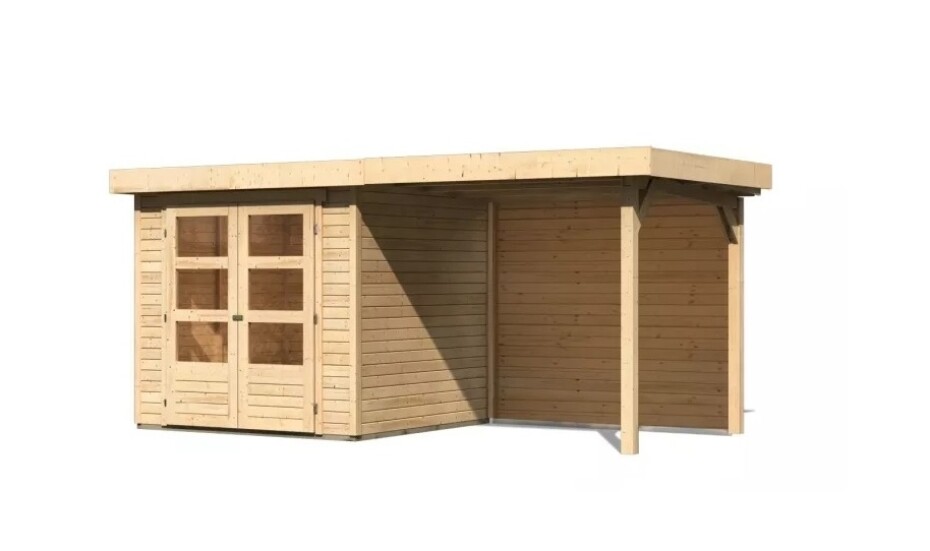 Dřevěný domek KARIBU ASKOLA 2 + přístavek 240 cm včetně zadní stěny (9164) natur LG3210 - main (0)