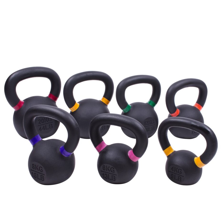 Sada powdercoated kettlebellu Sportago Ironside - 4 + 6 + 8 + 10 + 12 + 16 + 20 kg - main (0)