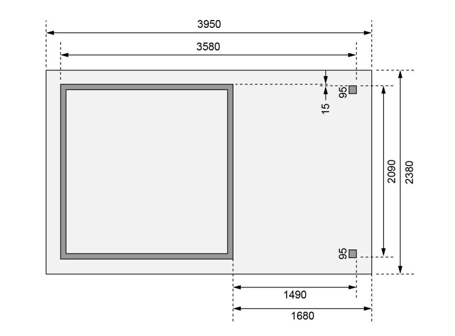 Dřevěný domek KARIBU ASKOLA 2 + přístavek 150 cm (23490) šedý LG3206 - main (3)