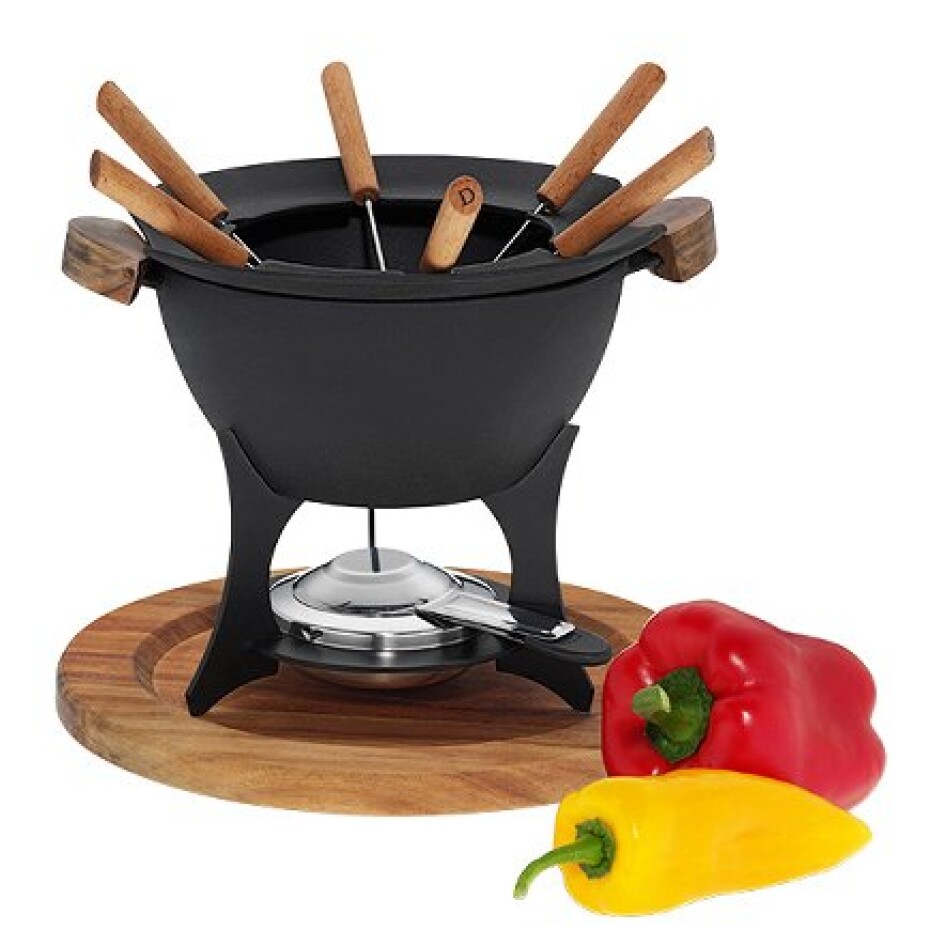 KELA Fondue set COUNTRY 11-dílný litina / dřevo KL-16644 - main (1)