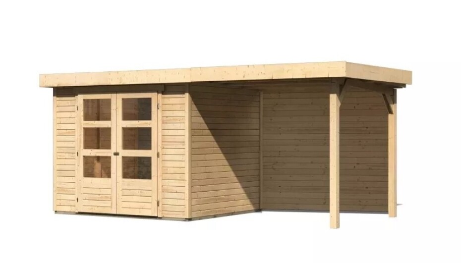 Dřevěný domek KARIBU ASKOLA 3 + přístavek 240 cm včetně zadní stěny (9170) natur LG3231 - main (0)