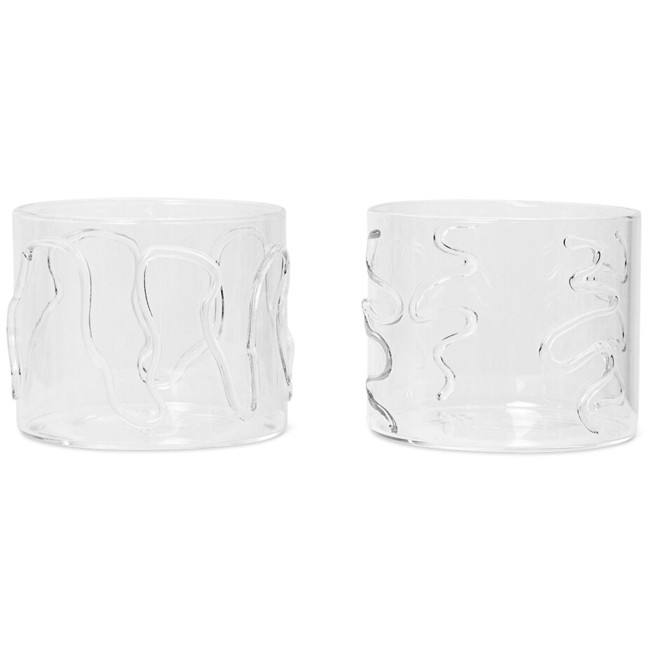 Sklenice na vodu DOODLE 200 ml, sada 2 ks, čirá, sklo, ferm LIVING - main (0)
