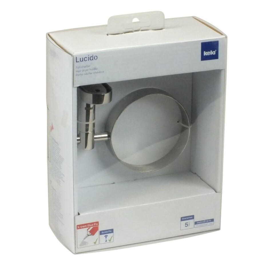 KELA Držák fénu LUCIDO ušlechtilá ocel O9cm x 14cm, úchyt 6cmx11cm KL-22678 - main (6)