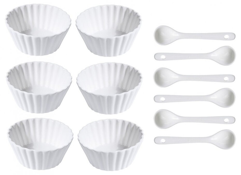 EXCELLENT Sada porcelánových misek se lžičkou 12 ks vlnovka úzká KO-798000050vluz - main (0)