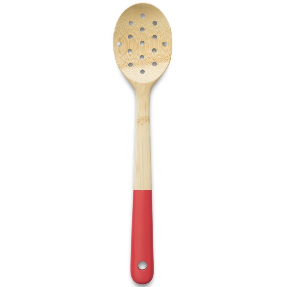 Kuchyňská lžíce NBA137 30 cm, děrovaná, bambus, červená, Pebbly - main (0)