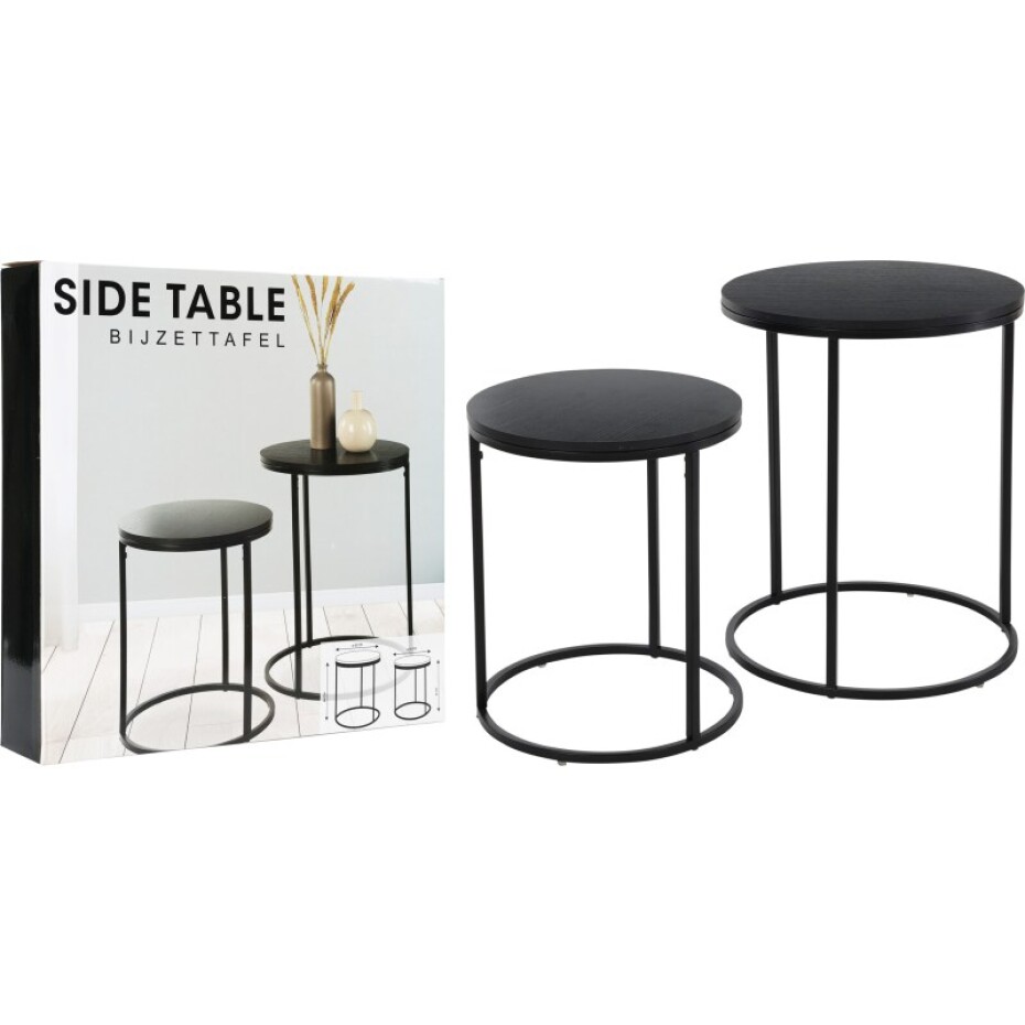 HOMESTYLING Servírovací stolky kulaté sada 2 ks borovice tmavá KO-NB1510040 - main (0)