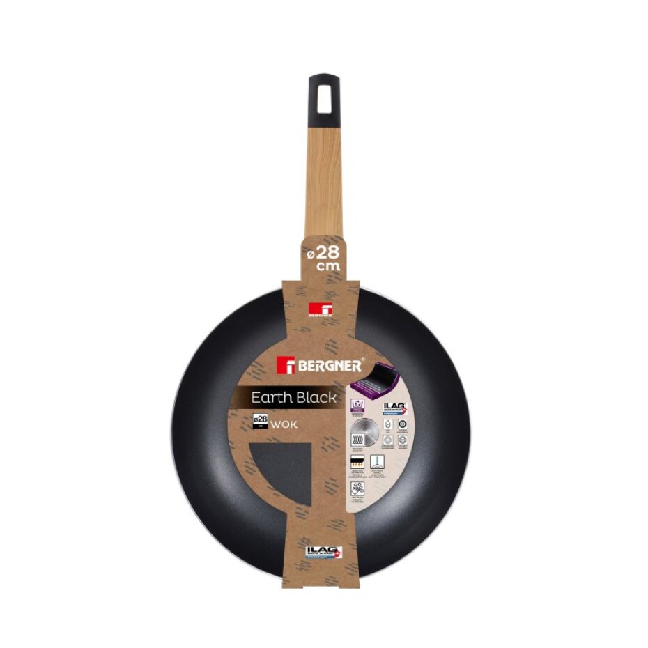 BERGNER Wok pánev s nepřilnavým povrchem 28 cm Earth Black BG-34627-BK - main (1)