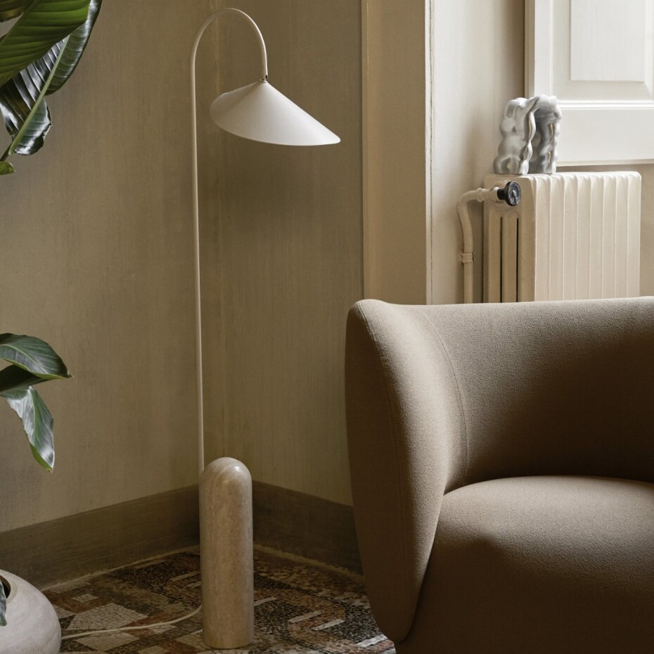 Stojací lampa ARUM 136 cm, kašmírová, travertin / hliník, ferm LIVING - main (2)