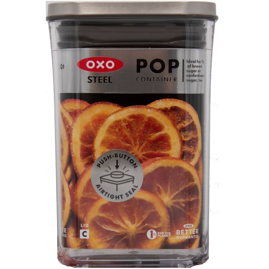 Dóza na potraviny POP STEEL 1,0 l, malý čtverec, plast, OXO - main (8)