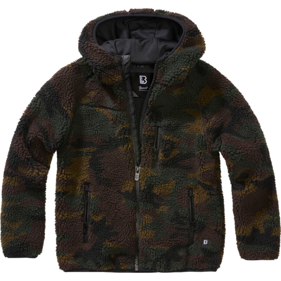Brandit Bunda dětská Kids Teddyfleece Jacket Hooded woodland 170/176 - main (0)