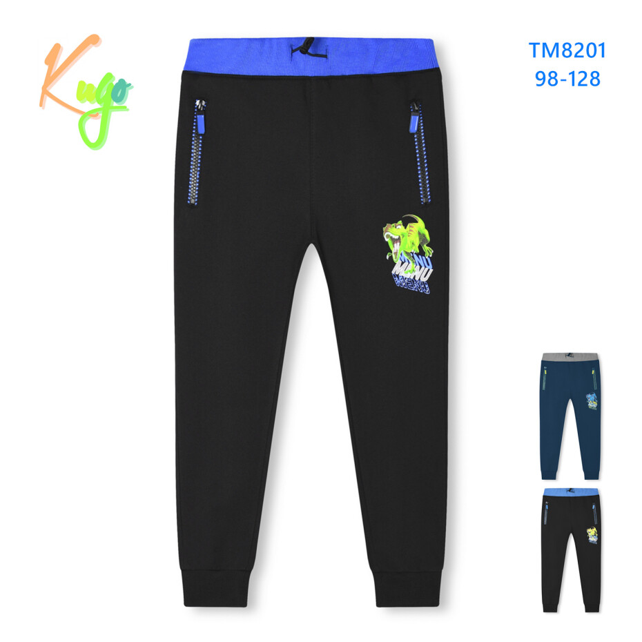 Chlapecké tepláky - KUGO TM8201, černá/ tyrkysový pas Barva: Černá, Velikost: 98 - main (7)