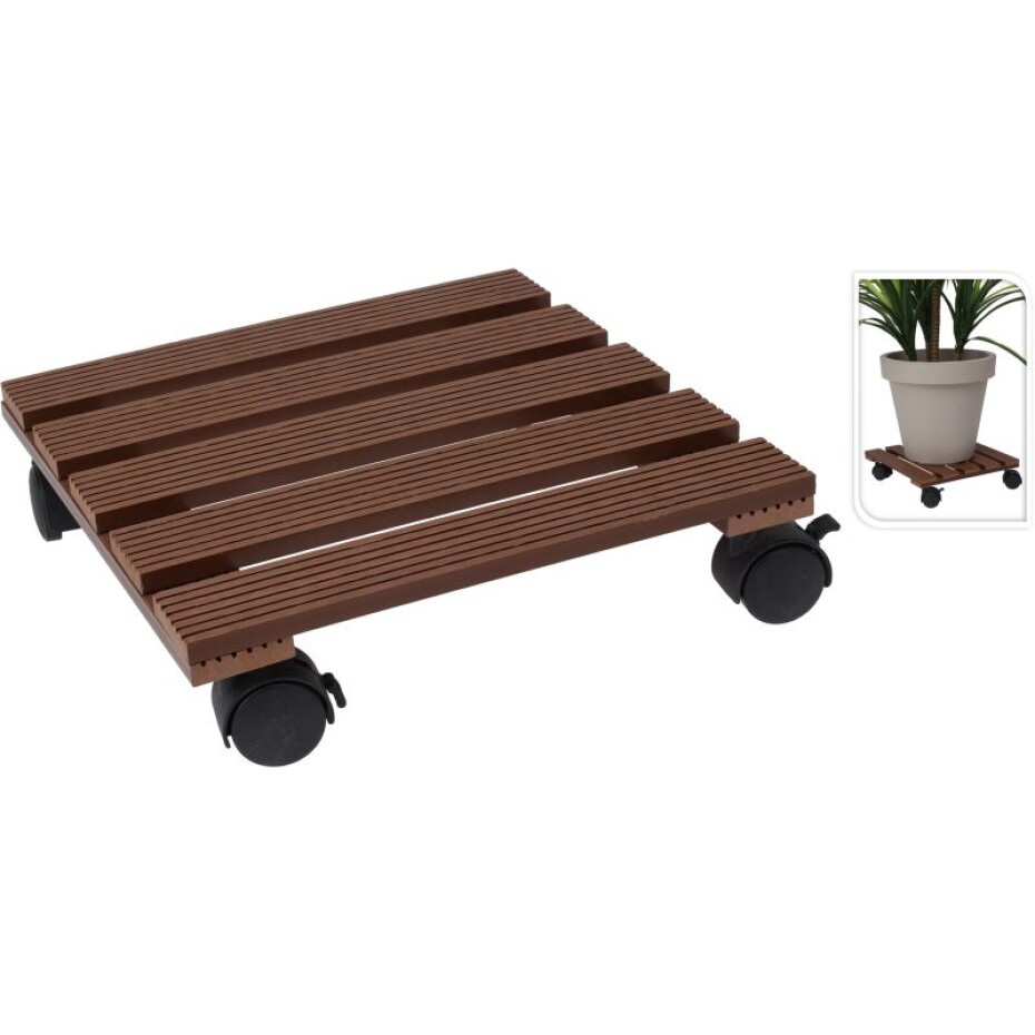 PROGARDEN Podstavec pod květináč s kolečky 29X29cm hnědý KO-X64000070 - main (0)
