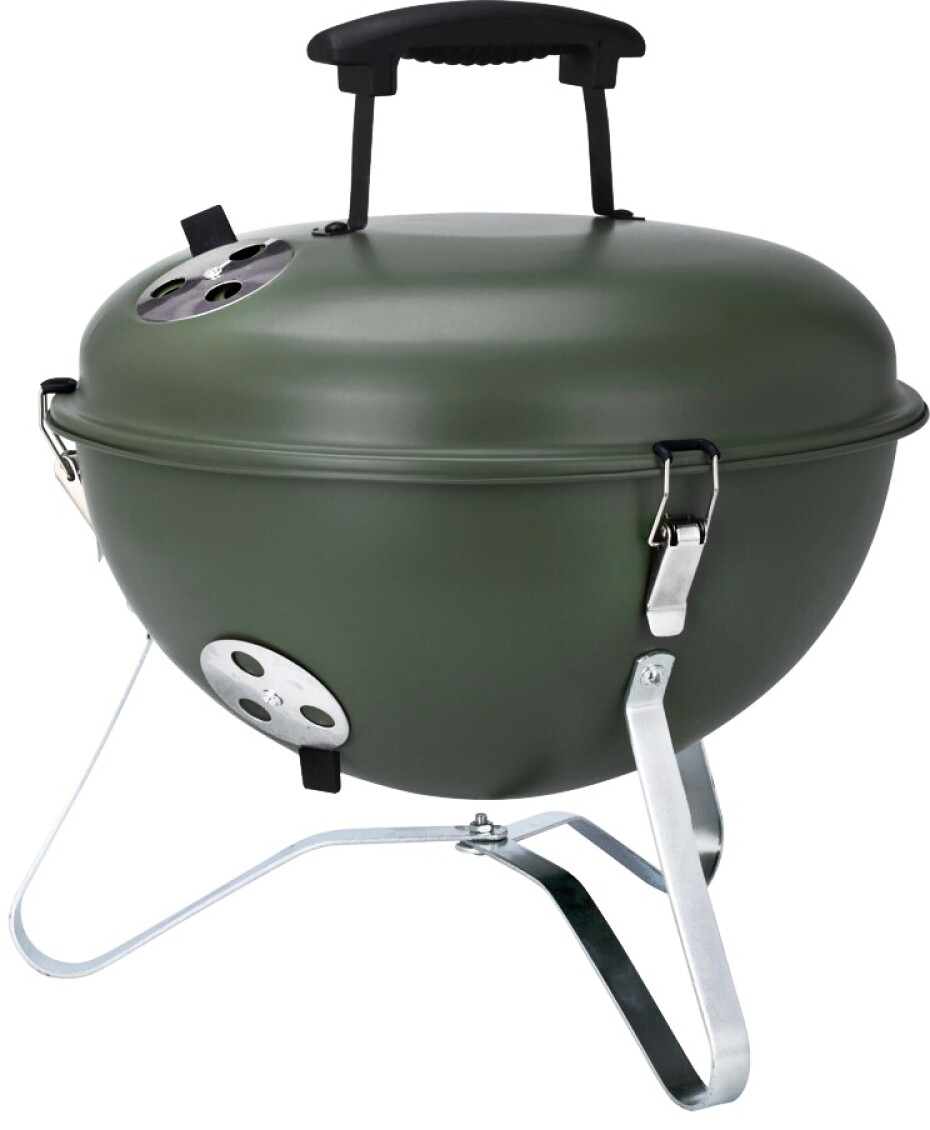 PROGARDEN Přenosný gril na dřevěné uhlí s víkem 37 cm army zelená KO-C83000410 - main (0)