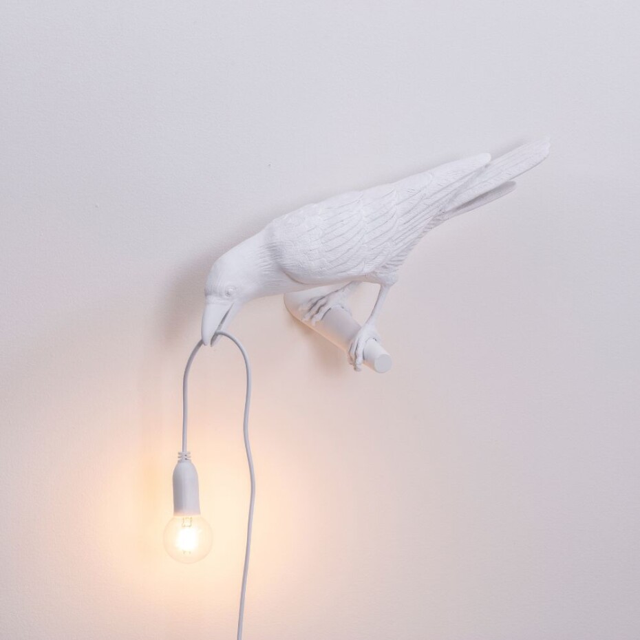 Nástěnné dekorační světlo BIRD LOOKING LEFT 33 cm, bílá, Seletti - main (1)