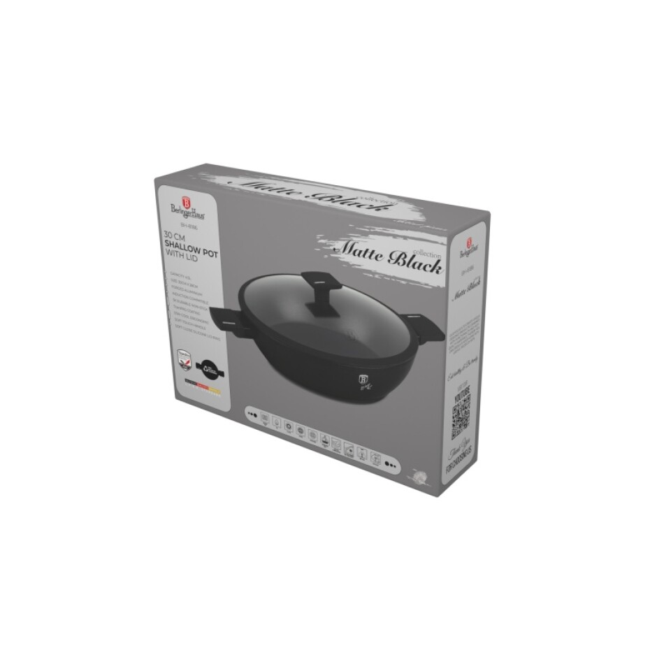 BERLINGERHAUS Pánev s titanovým povrchem a poklicí 30 cm Matte Black Collection BH-8186 - main (1)