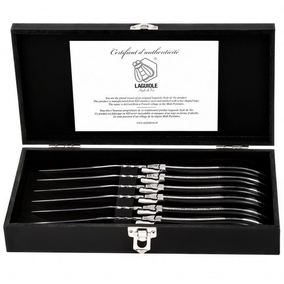 Steakový nůž LUXURY, sada 6 ks, černý eben, černý eben, Laguiole - main (0)