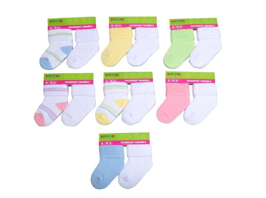 Kojenecké ponožky froté  (6 až 12m) 2pack, Pidilidi, PD0115, mix - 68/80 | 6-12m - main (0)