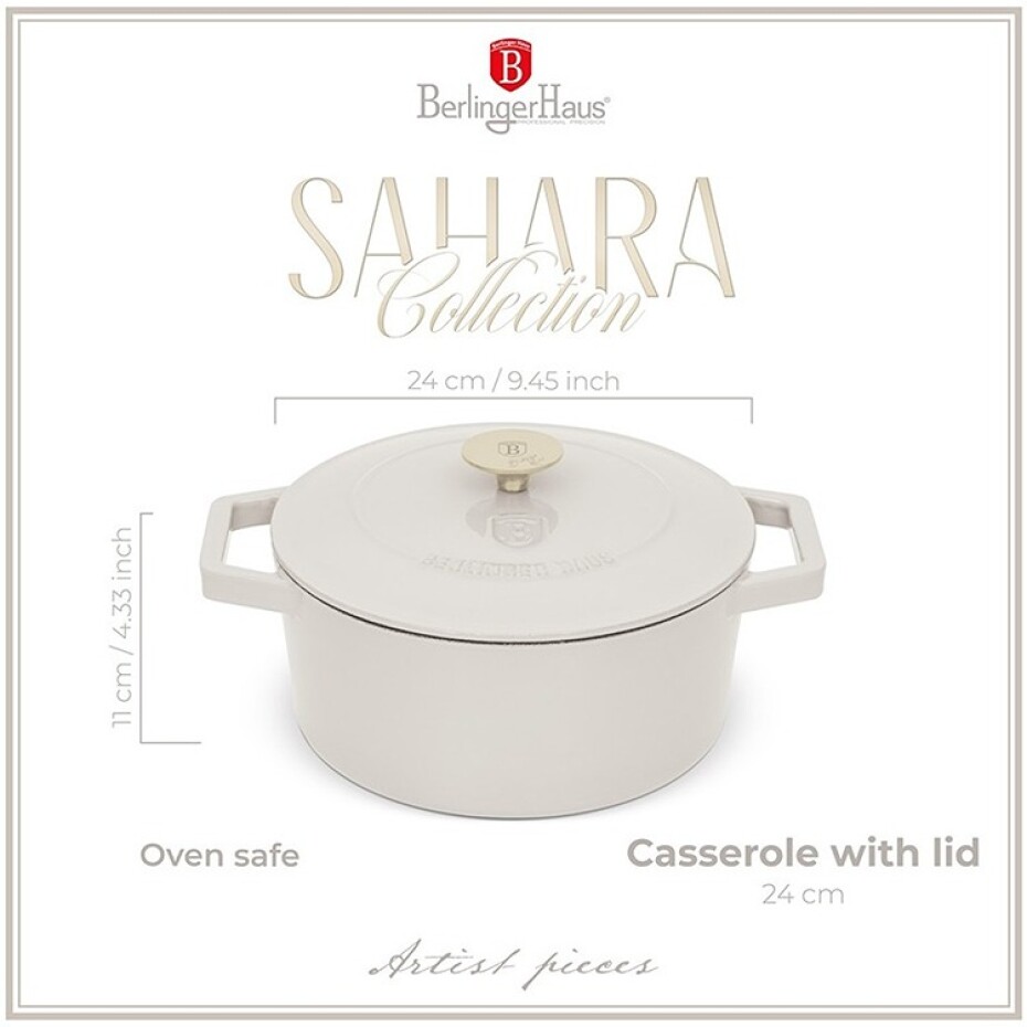 BERLINGERHAUS Pekáč litinový s poklicí 24 cm Sahara Collection BH-6528 - main (2)