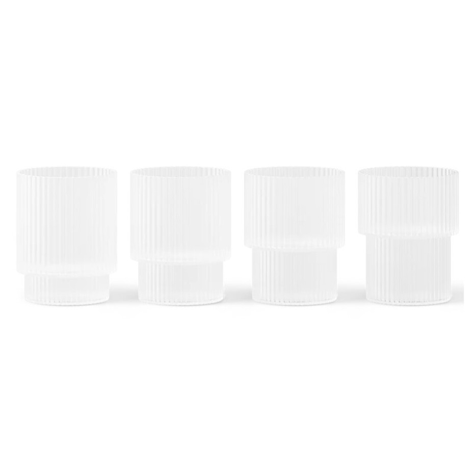Sklenice na vodu RIPPLE 200 ml, sada 4 ks, bílá, ferm LIVING - main (0)