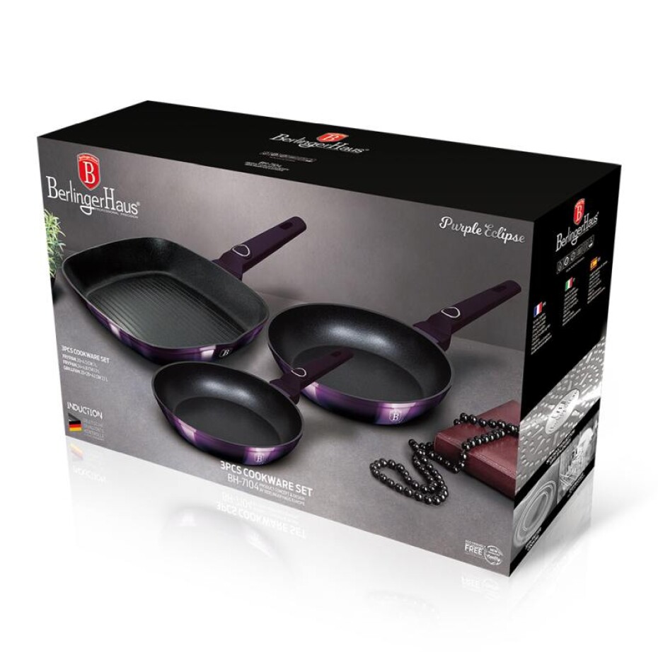 BERLINGERHAUS Sada pánví s titanovým povrchem 3 ks Purple Eclipse Collection steak BH-7104 - main (3)