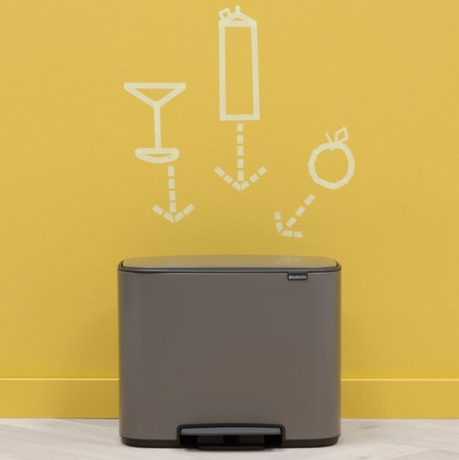 Pedálový odpadkový koš BO 3 x 11 l, platinová, Brabantia - main (11)
