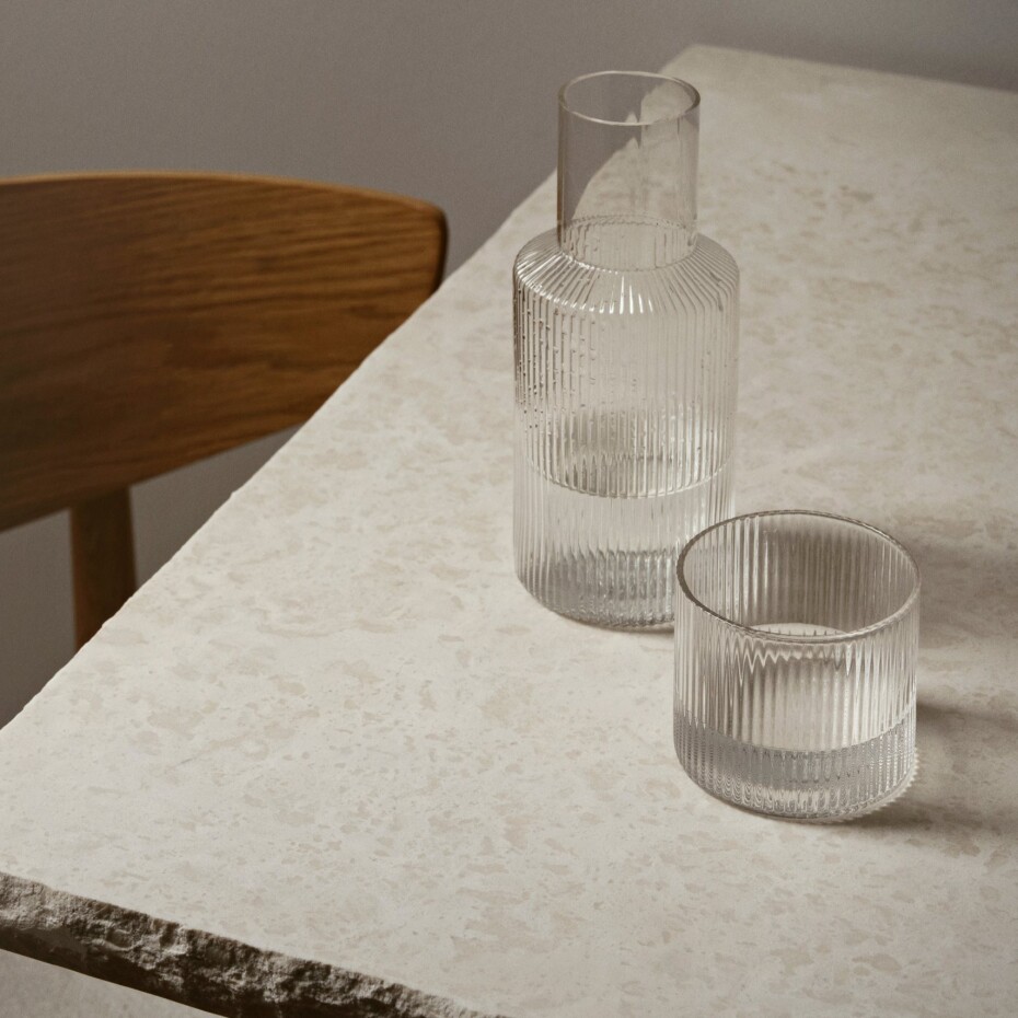 Karafa na vodu RIPPLE 500 ml, se sklenicí, čirá, sklo, ferm LIVING - main (1)