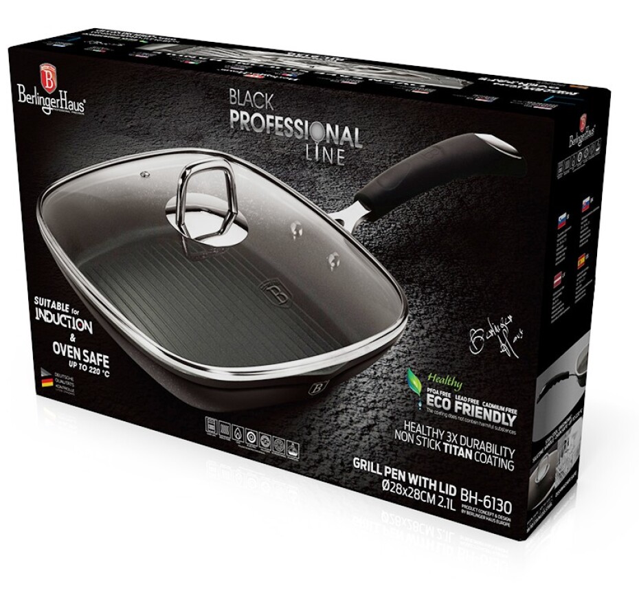 BERLINGERHAUS Pánev grilovací s poklicí 28 cm Black Professional Line BH-6130 - main (8)