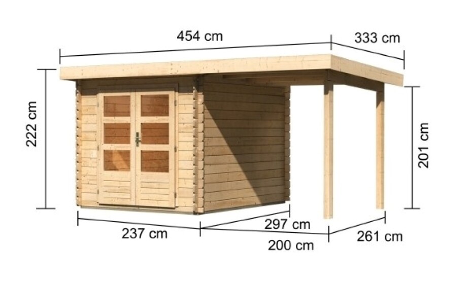 Dřevěný domek KARIBU BASTRUP 4 + přístavek 200 cm (78672) natur LG2856 - main (1)