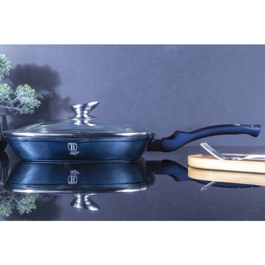 BERLINGERHAUS Grilovací pánev s mramorovým povrchem a poklicí 28 cm Aquamarine Metallic Line BH-7028 - main (2)