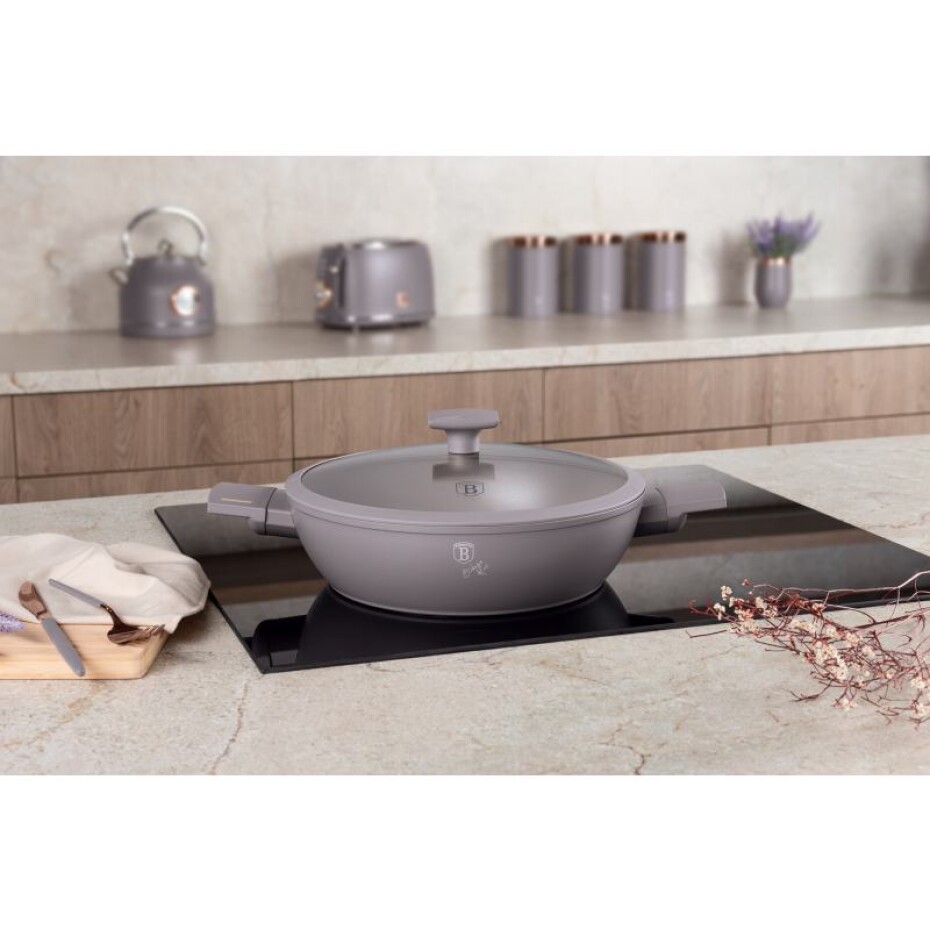 BERLINGERHAUS Pánev s titanovým povrchem a poklicí  28 cm Taupe Collection BH-8098 - main (6)