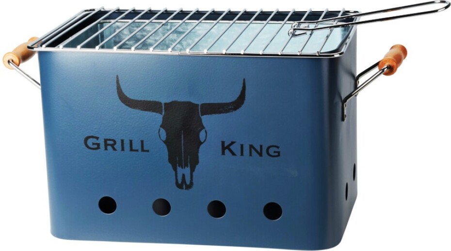 PROGARDEN Přenosný gril na dřevěné uhlí GRILL KING 43 x 20 cm modrá KO-C83000120 - main (0)